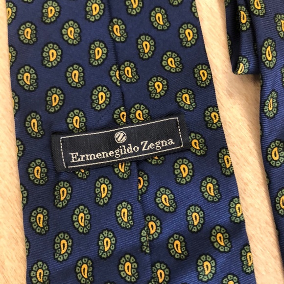 Ermenegildo Zegna Tie (Blue with Green & Gold) - Picture 3 of 4